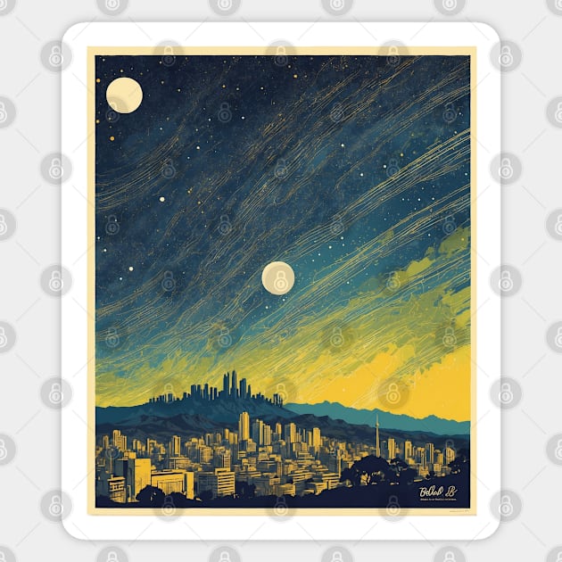 Belo Horizonte Starry Night Brazil Vintage Tourism Travel Poster Art Sticker by TravelersGems